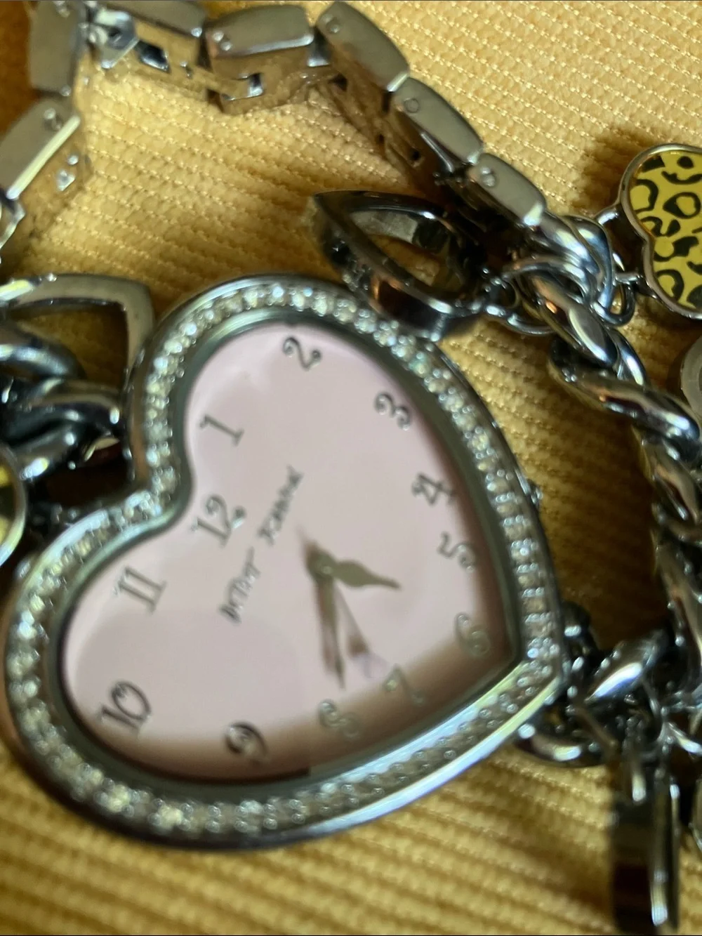 Betsy Johnson Cheetah Hearts Charm Watch